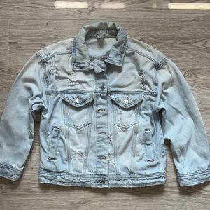 Light Blue Distressed Denim Jacket oversized